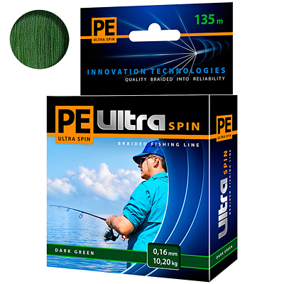 ПЛЕТЕНЫЙ ШНУР PE ULTRA SPIN DARK GREEN 0,16MM 135M