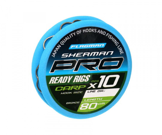 FLAGMAN Поводок готовый Sherman Pro Carp Ready Rigs №12 d0,128 80см 10шт