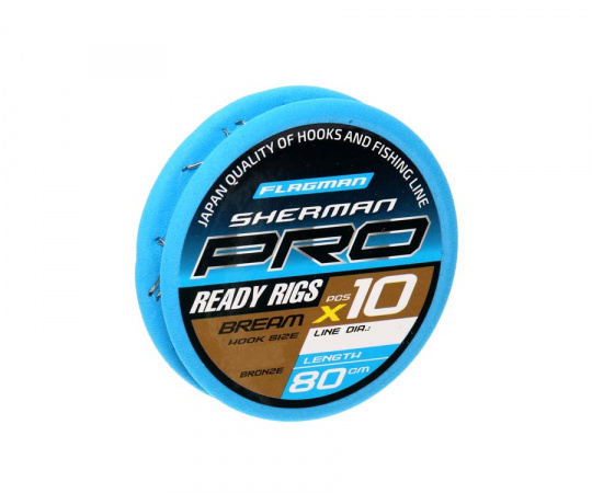 FLAGMAN Поводок готовый Sherman Pro Bream Ready Rigs №12 d0,128мм 80см 10шт