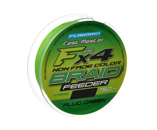 FLAGMAN Шнур Cast Master Feeder Braid F4 150м Fluo Green 0,10мм 5,1кг 11lb