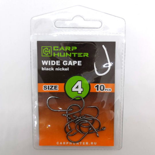 Крючки карповые CarpHunter WIDE GAPE №4 (black nickel) (10 шт.)