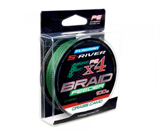 FLAGMAN Шнур S-River Braid PE Hybrid F4 Feeder 100м Grass Camo 0,20мм 13,5кг