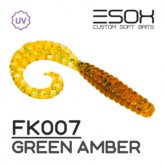 Twirly Grub 3" (80мм) 6шт FK007 Green Amber