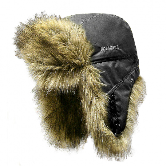 Шапка ушанка Kosadaka Arctic мех волк черная XL(56-62)
