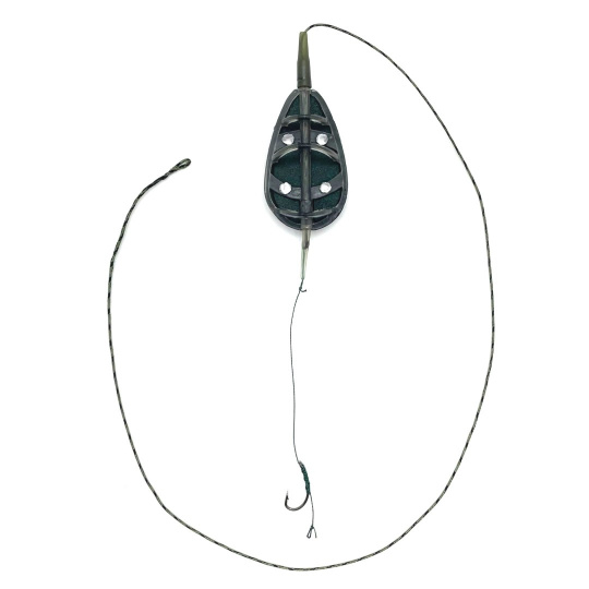 Готовый карповый монтаж с кормушкой In-line Flat method feeder MIDI 50г 1 крючок CarpHunter