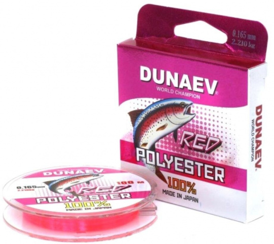 Леска Dunaev Polyester RED 0.165мм  (2,21 кг)  100м