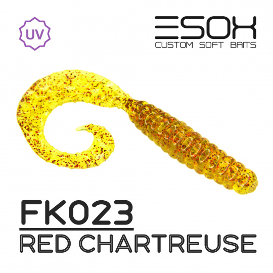 Twirly Grub 3" (80мм) 6шт FK023 Red Chartreuse