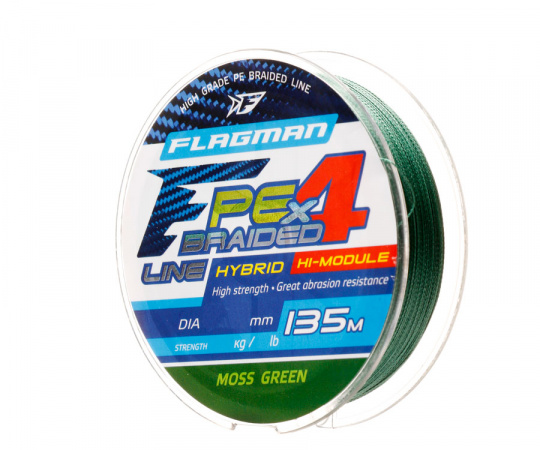 FLAGMAN Шнур PE Hybrid F4 135м MossGreen 0,23мм 11,4кг 25lb