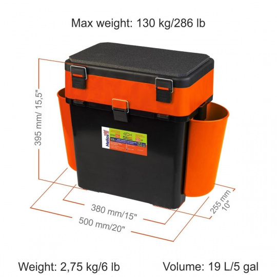 Ящик зимний FishBox (19л) оранжевый Helios