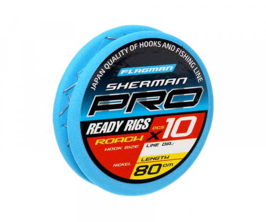 FLAGMAN Поводок готовый Sherman Pro Roach Ready Rigs №16 d0,105мм 80см 10шт