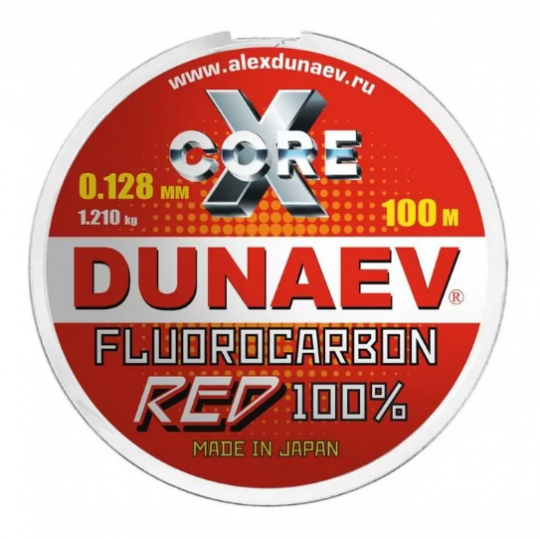 Леска Dunaev Fluorocarbon RED 0.165мм  (1,92 кг)  100м