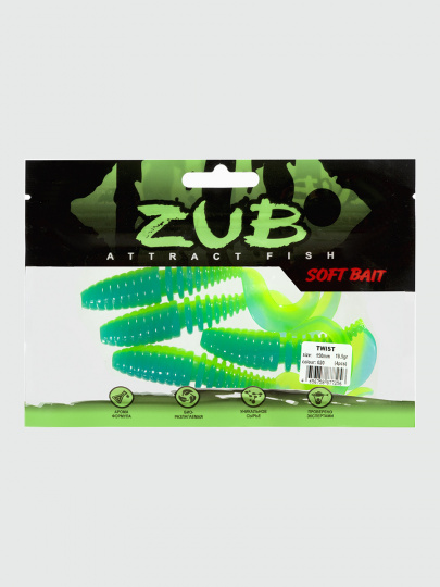 Приманка ZUB-TWIST 150мм-4шт, (цвет 020) желто-синий