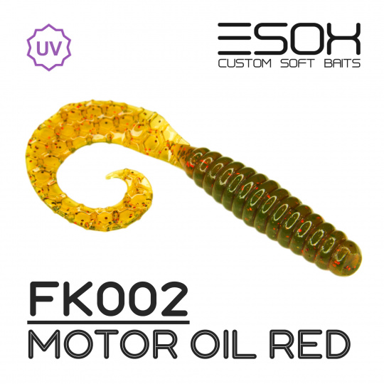 Twirly Grub 3" (80мм) 6шт FK002 Motor Oil Red