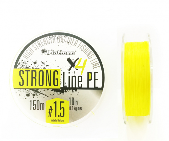 Плетеный шнур Mottomo Strong Line PE Fluo Yellow #1.5/8kg 150m		
